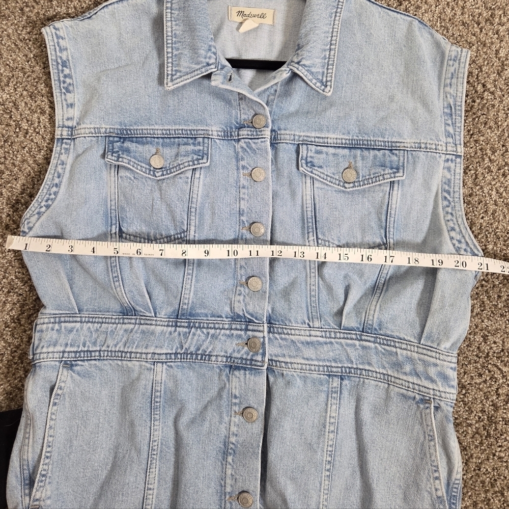 Madewell Denim Cap Sleeve Shirtdress in Aquino Wash Blue Jean NR022 Size 16 - Picture 9 of 13